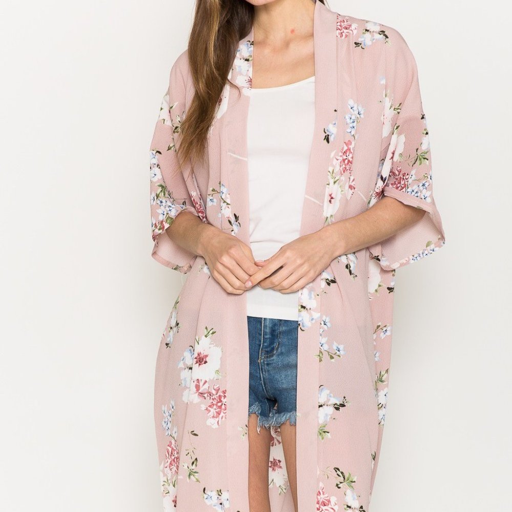Pink Floral Kimono